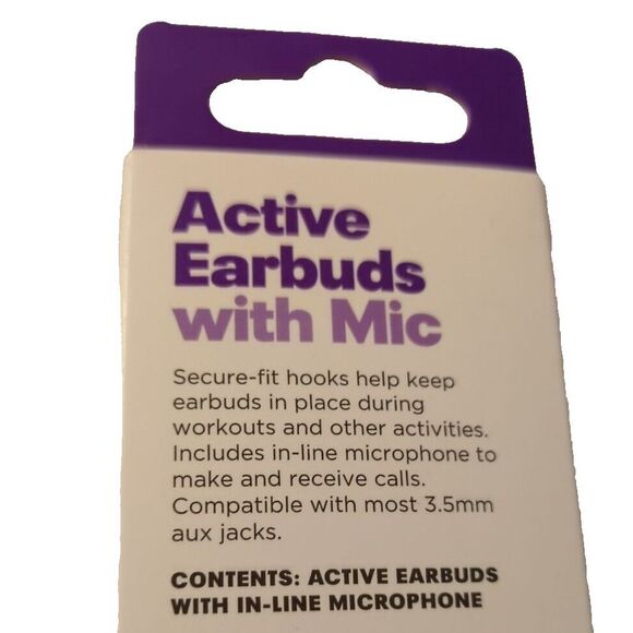 Infinitive Active Earbuds with Mic In Line Microphone Black 3.5mm Headphone Jack - Picture 5 of 7